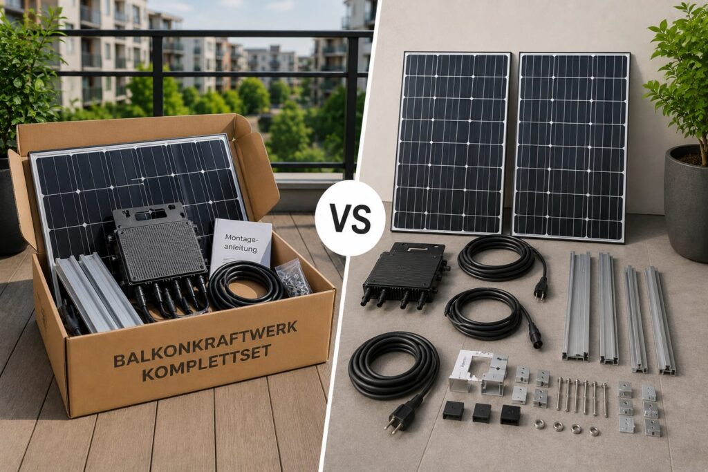 Balkonkraftwerk Komplettset im Vergleich zu einzelnen Komponenten