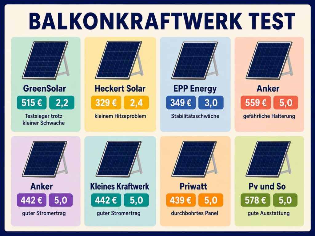 Balkonkraftwerk Test mit Solarmodulen auf dem Balkon und Qualitätsprüfung verschiedener Modelle