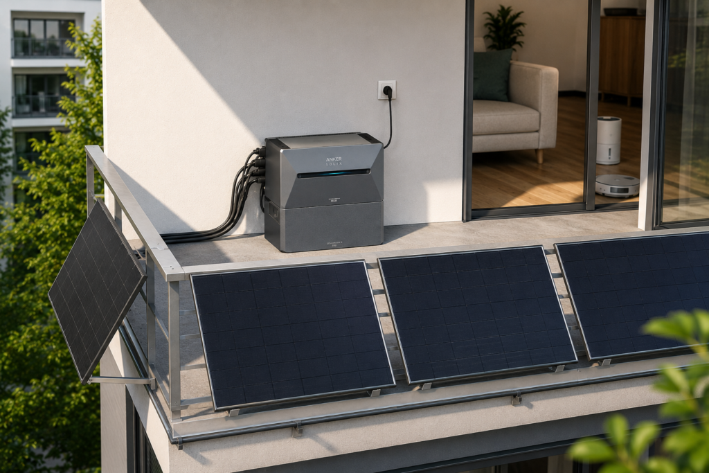 Batteriespeicher mit Balkonkraftwerk verbunden