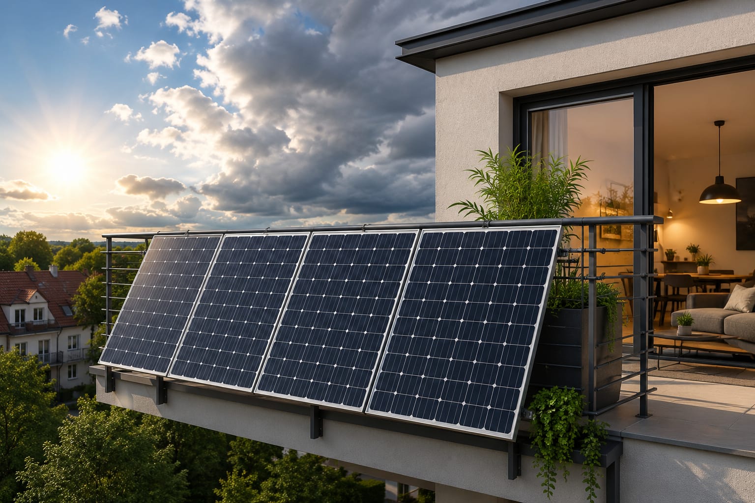 Höhere Modulleistung bei einem Balkonkraftwerk mit großen Solarmodulen auf einem Balkon