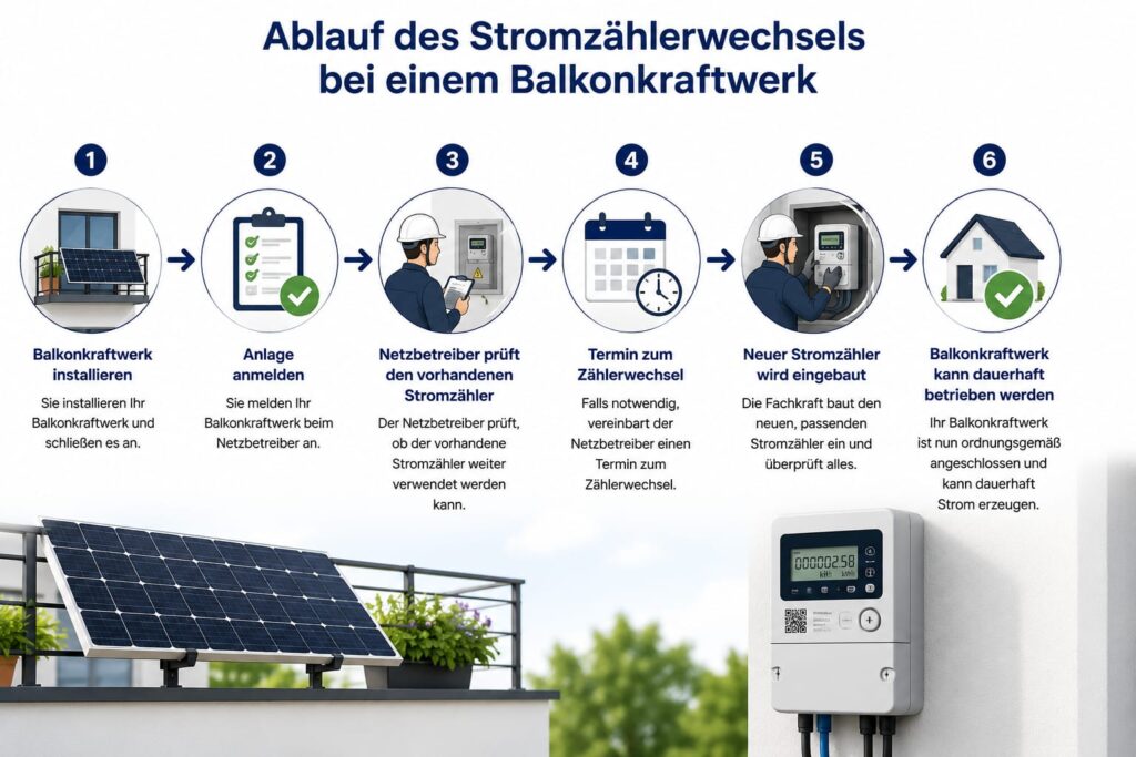 Ablauf des Stromzählerwechsels bei einem Balkonkraftwerk